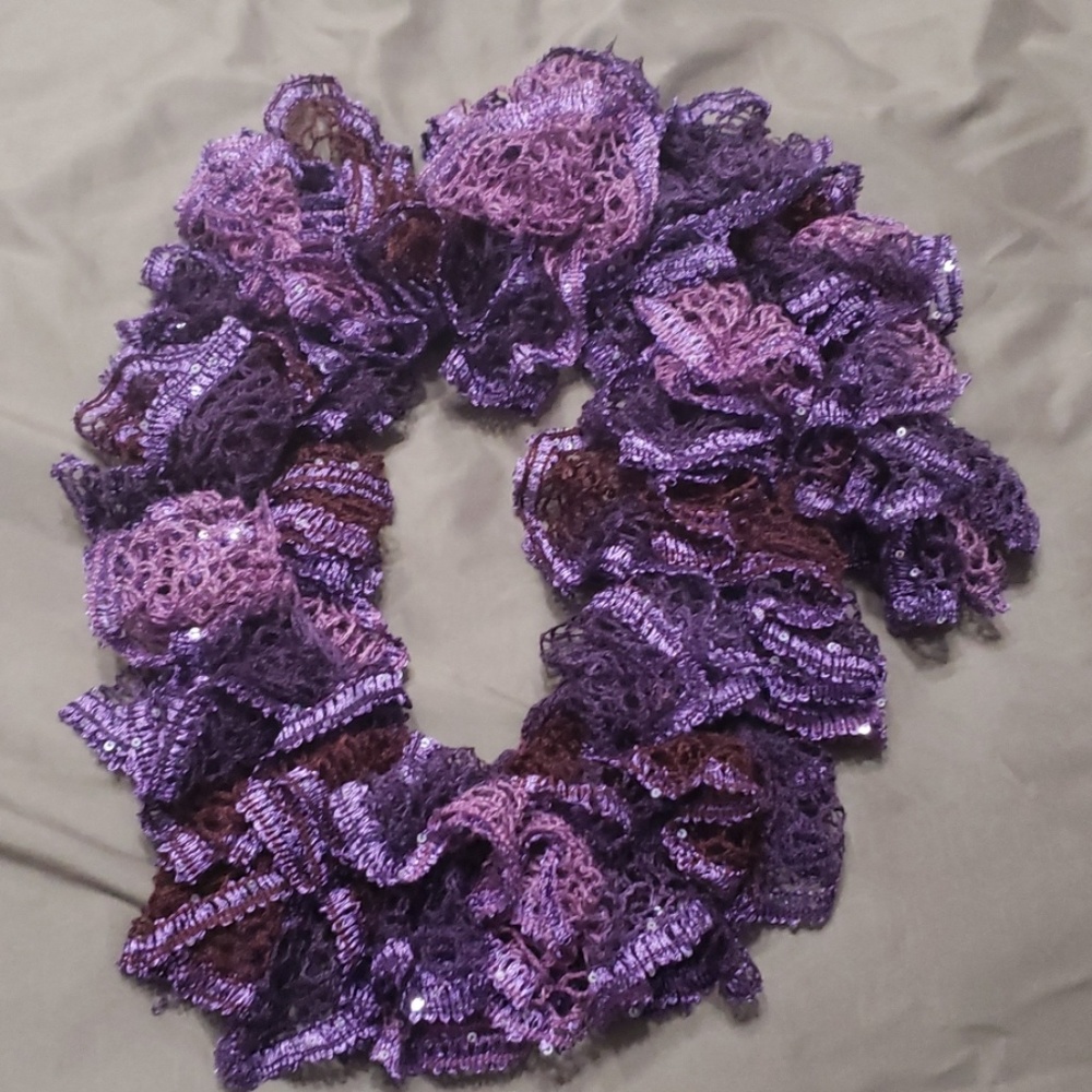 Purple crocheted scarf